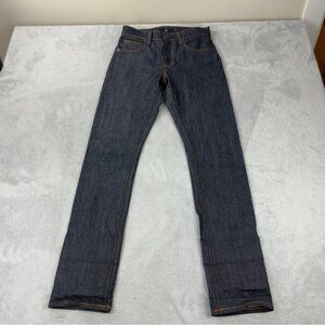 Uniqlo +J Selvedge Straight Jeans Womens Size 28x31 Dark Navy Blue Indigo 438112